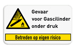 Waarschuwingsbord W029 - aanpasbare tekst + banner