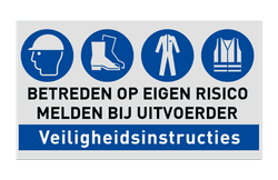 Veiligheidsbord Werf | 4 Pictogrammen + banner