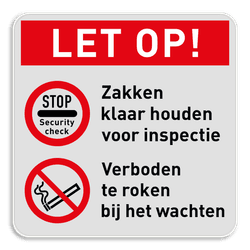 Verbodsbord - security check + verboden te roken