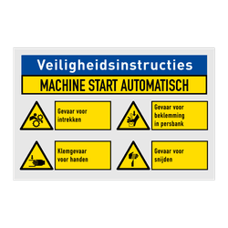 Veiligheidsbord met 4 symbolen en banner