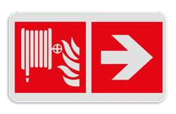 Panneau d'incendie - F002 - Lance d'incendie avec flèche