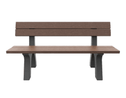 Banc public bicolore avec dossier en plastique recycl&eacute; - Govaplast - mod&egrave;le Porto