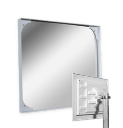 Miroir industriel rectangulaire 600 x 400 mm en acrylique ou polycarbonate avec support &Oslash;48-90 mm