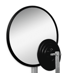 Miroir industriel rond &Oslash;600 mm en acrylique ou polycarbonate avec support &Oslash;48-90 mm