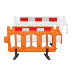 Barrière en plastique 2000x1000mm - Pieds pliants - Orange ou blanc