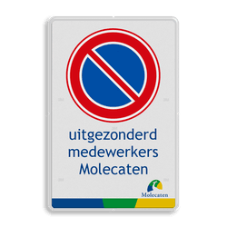 Bord parkeren medewerkers - huisstijl Molecaten