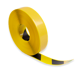 Vloermarkering tape PVC 50mm extra sterk - geel/zwart - rol 25 meter