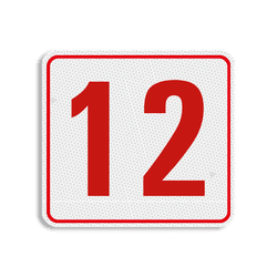 Plaque num&eacute;ro de maison blanc-rouge moderne 119 x 109 mm