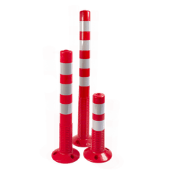 Afzetpaal rubber &Oslash;80mm - 460/750/1000mm - rood/wit reflecterend