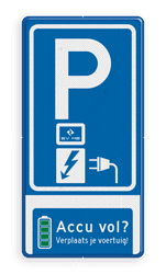 Verkeersbord E08o - accu vol - EV ME met logo