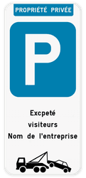 Panneau de stationnement réservé aux visiteurs + règlement sur l'enlèvement par remorquage