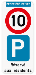 Panneau de stationnement parking privé C43-E9 + texte personnalisé