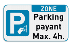 Panneau de stationnement - zone de stationnement payant - Texte personnalisé