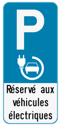 Panneau de stationnement E9 - Véhicules Électriques / Texte personnalisable