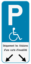 Panneau de stationnement E9 - Handicapé - Texte personnalisé - Flèches indicatives