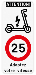 Panneau combiné - Trottinette - Limitation de vitesse