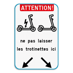 Panneau combiné avec 2 pictogrammes - Texte personnalisé - Flèches