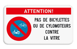 Panneau Attention – Pas de Bicyclettes ni de Cyclomoteurs