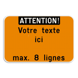 Panneau de Texte Personnalisable - Paysage Blanc/Orange Fluo