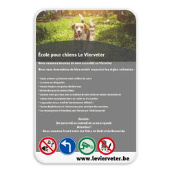 École pour chiens Le Verveter avec votre texte + pictogramme