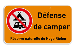 Panneau d'interdiction - Camping interdit - Texte personnalisé