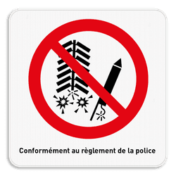 Panneau d'interdiction 1:1 - Feux d'artifice interdit - Texte personnalisé
