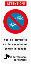Attention - E1 vélo - texte personnalisé - surveillance caméra