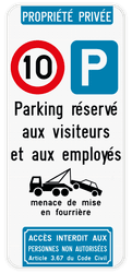 Panneau combiné - Parking privé - C43 - E9 - Texte personnalisé