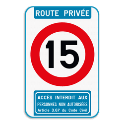 Panneau combiné - Route privée - C43 - Article 3.67 du Code Civil