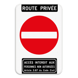 Panneau d'interdiction - Accès interdit article 3.67