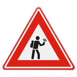 Verkeersbord - waarschuwing voor geocachers