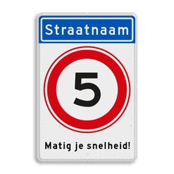 Informatiebord Straatnaam + snelheidsbeperking