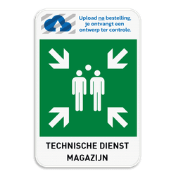 Verzamelplaats bord met je logo en tekst