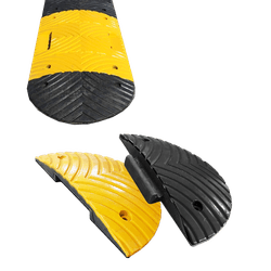 Ralentisseur en plastique recycl&eacute;e 20 km/h - Extr&eacute;mit&eacute;s - 200x400x50mm jaune/noir