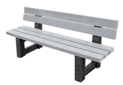 Banc public bicolore avec dossier en plastique recycl&eacute; - Govaplast - mod&egrave;le London