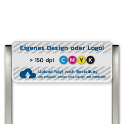 Firmenschild mit zwei Aluminium Pfosten für außen - mit eigenem Design