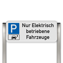 Parkplatzschild mit zwei Aluminium Pfosten Parkplatz nur für Elektrisch Fahrzeuge