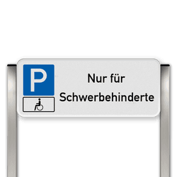 Parkplatzschild mit zwei Aluminium Pfosten Parkplatz nur für Schwerbehinderte