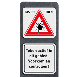Verzwaarde bermpaal met twee borden waarschuwing Teken