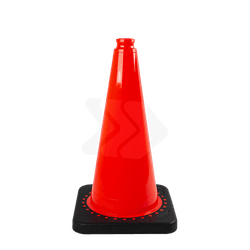 C&ocirc;ne de chantier 50cm orange avec base lest&eacute;e en PVC recycl&eacute;