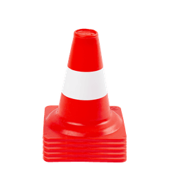 C&ocirc;ne de signalisation 20cm orange/blanc en PVC flexible
