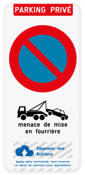 Interdiction du stationnement -propriété privée - E1 - Règlement sur le remorquage - Logo personnalisé