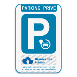 Panneau de stationnement - voiture électrique  - Logo/design personnalisé