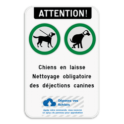 Panneau chien personnalisable – 2 pictogrammes, texte et logo