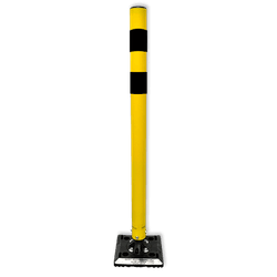 Poteau Kickback Jaune/Noir &Oslash;60 mm &ndash; Balise Flexible de S&eacute;curit&eacute; Routi&egrave;re