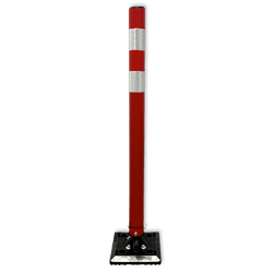 Poteau Kickback Rouge/Blanc &Oslash;60 mm &ndash; Balise Flexible de S&eacute;curit&eacute; Routi&egrave;re