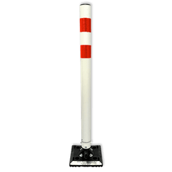 Poteau Kickback Blanc/Rouge &Oslash;60 mm &ndash; Balise Flexible de S&eacute;curit&eacute; Routi&egrave;re