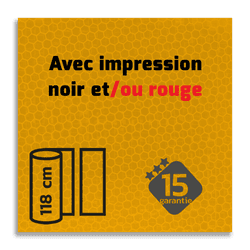 Classe 3 - Film r&eacute;fl&eacute;chissant jaune fluo imprim&eacute; noir/rouge T-7511 - sur mesure
