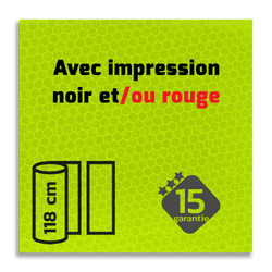 Classe 3 - Film r&eacute;fl&eacute;chissant jaune-vert fluo imprim&eacute; noir/rouge T-7513 - sur mesure