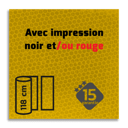 Classe 3 - Film r&eacute;fl&eacute;chissant jaune imprim&eacute; noir/rouge T-7501-B - sur mesure